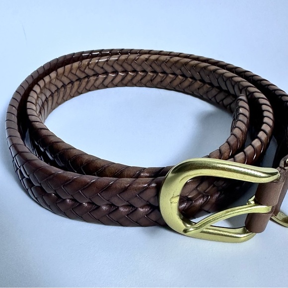 Coach Woven Men’s Brown Leather Belt Size  40” 100 cm - Picture 4 of 9